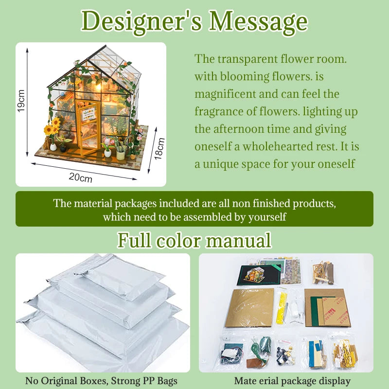 Doll House Kit Mini DIY Flower House Handmade 3D Puzzle Assembly Building Toys Home Bedroom Decoration with Furniture Dollhouses