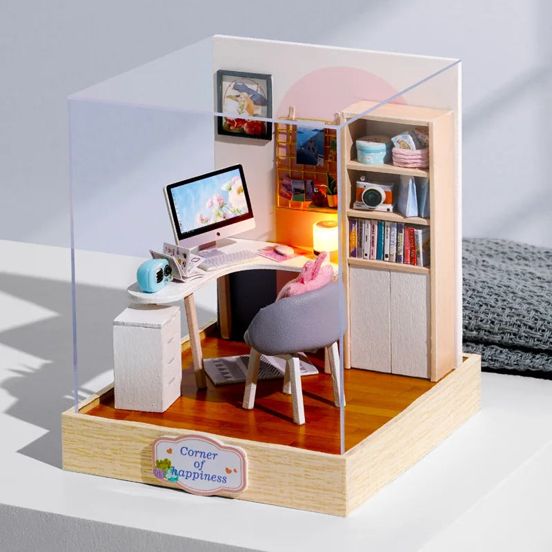 Doll House Kit Mini DIY Flower House Handmade 3D Puzzle Assembly Building Toys Home Bedroom Decoration with Furniture Dollhouses