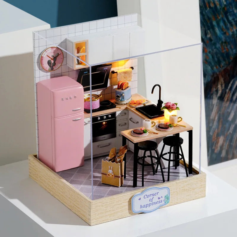 Doll House Kit Mini DIY Flower House Handmade 3D Puzzle Assembly Building Toys Home Bedroom Decoration with Furniture Dollhouses