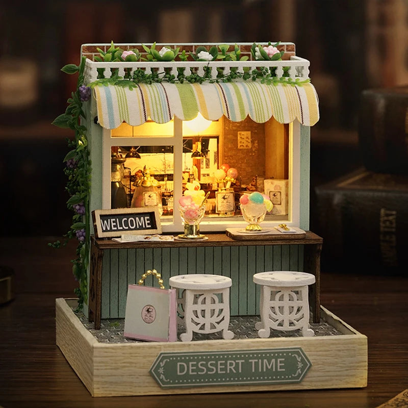Doll House Kit Mini DIY Flower House Handmade 3D Puzzle Assembly Building Toys Home Bedroom Decoration with Furniture Dollhouses