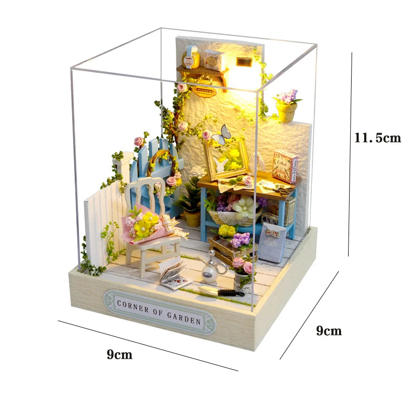 Doll House Kit Mini DIY Flower House Handmade 3D Puzzle Assembly Building Toys Home Bedroom Decoration with Furniture Dollhouses