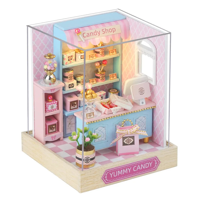 Doll House Kit Mini DIY Flower House Handmade 3D Puzzle Assembly Building Toys Home Bedroom Decoration with Furniture Dollhouses