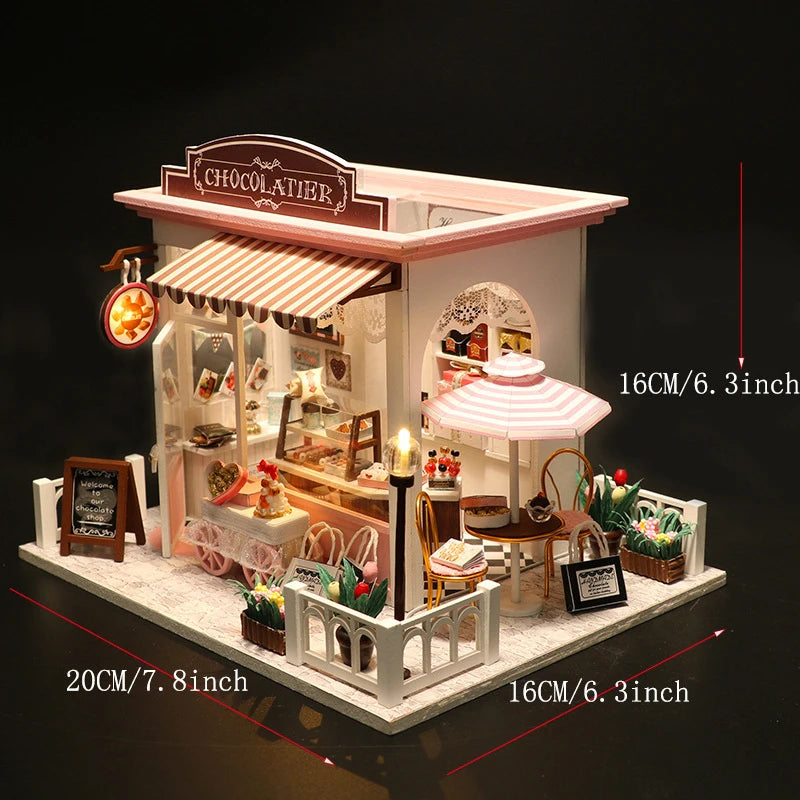 Doll House Kit Mini DIY Flower House Handmade 3D Puzzle Assembly Building Toys Home Bedroom Decoration with Furniture Dollhouses