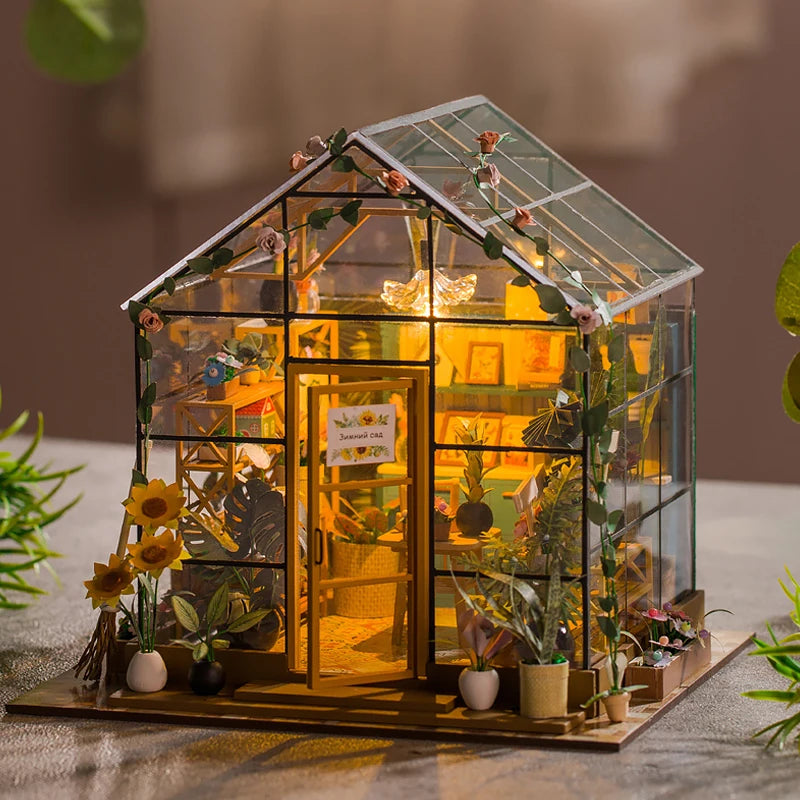 Doll House Kit Mini DIY Flower House Handmade 3D Puzzle Assembly Building Toys Home Bedroom Decoration with Furniture Dollhouses
