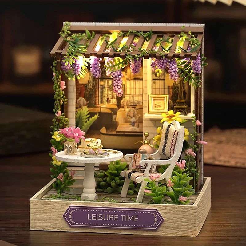 Doll House Kit Mini DIY Flower House Handmade 3D Puzzle Assembly Building Toys Home Bedroom Decoration with Furniture Dollhouses