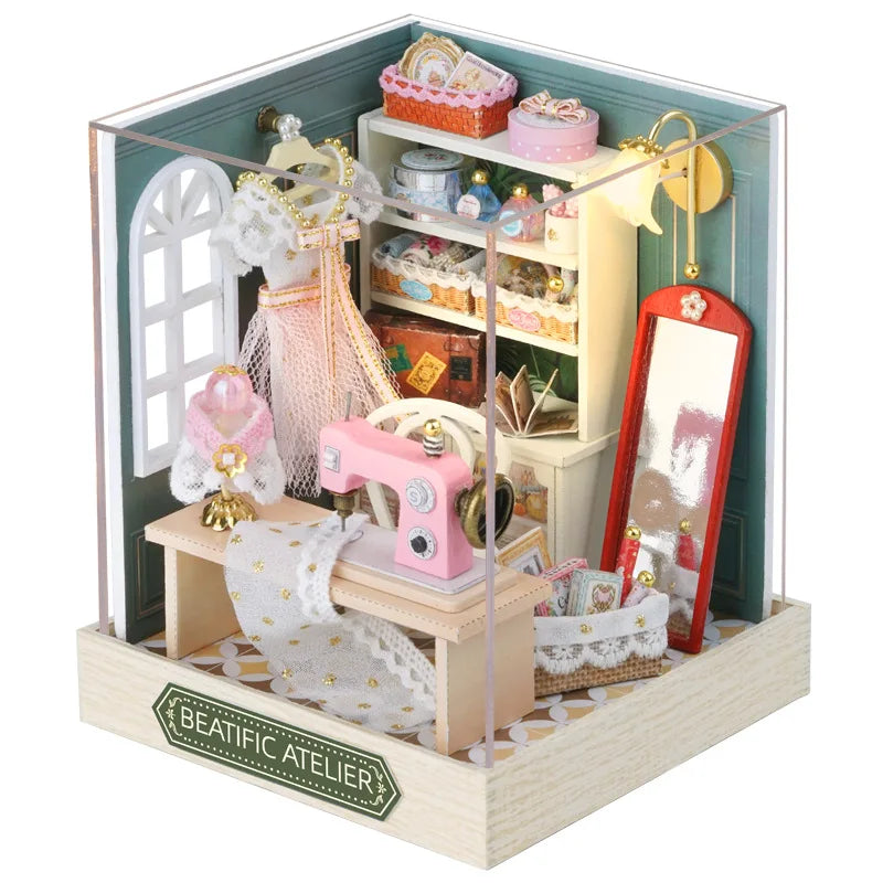Doll House Kit Mini DIY Flower House Handmade 3D Puzzle Assembly Building Toys Home Bedroom Decoration with Furniture Dollhouses