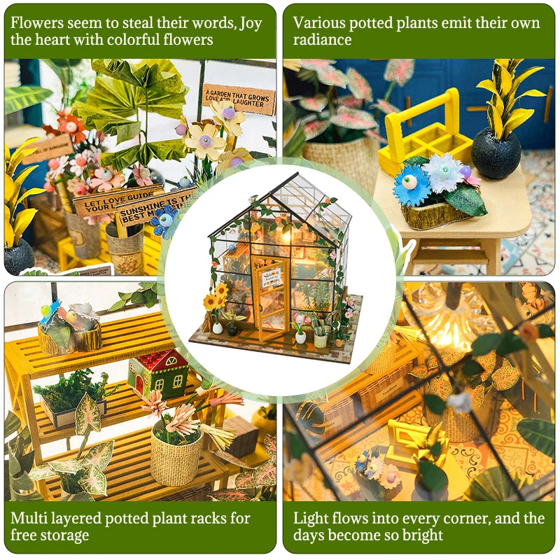 Doll House Kit Mini DIY Flower House Handmade 3D Puzzle Assembly Building Toys Home Bedroom Decoration with Furniture Dollhouses