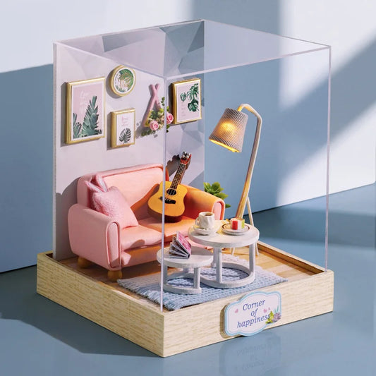 Doll House Kit Mini DIY Flower House Handmade 3D Puzzle Assembly Building Toys Home Bedroom Decoration with Furniture Dollhouses