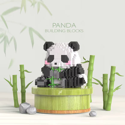 Creative DIY Assemable Animal Cute MINI Chinese Style Animal Panda Building Block Educational Boy Toys for Children Model Bricks